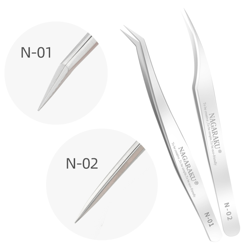 NAGARAKU Eyelash Extension Tweezers Makeup Stainless Steel Non-magnetic Pincet False Eyelash Tweezers 3D accurate tweezers