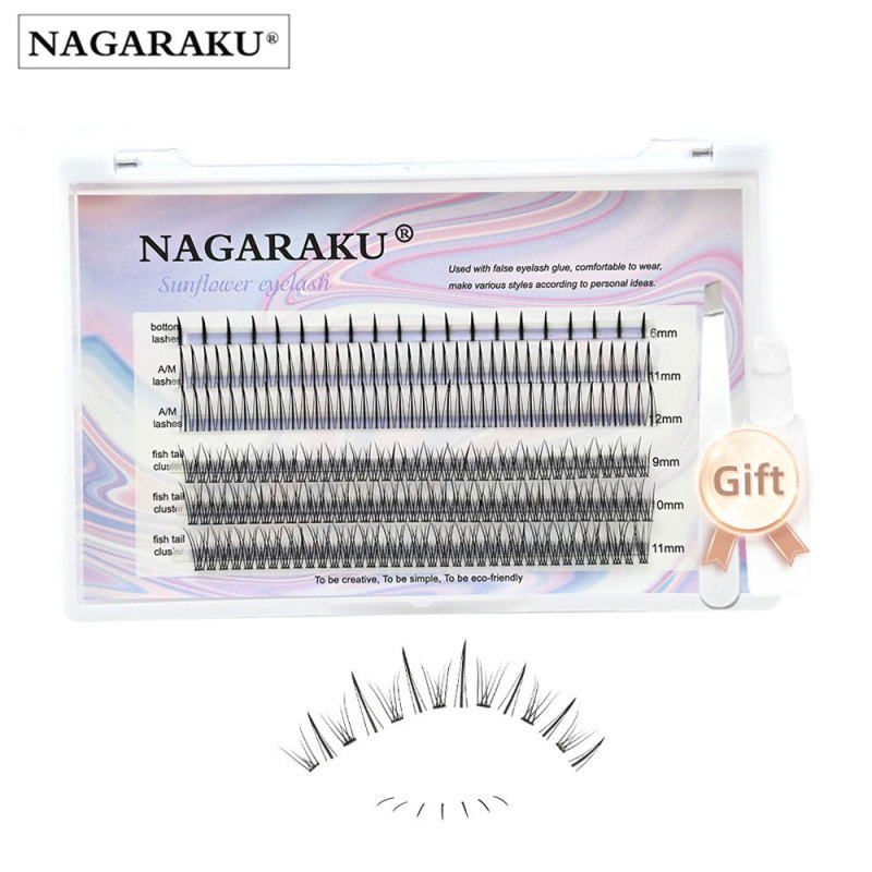 NAGARAKU Spikes A Shape Fish Tail False Eyelash Fairy Extension Pre-made Fans  Bottom Lower Lashes