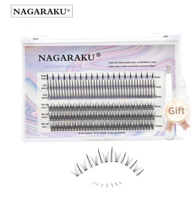NAGARAKU Spikes A Shape Fish Tail False Eyelash Fairy Extension Pre-made Fans  Bottom Lower Lashes