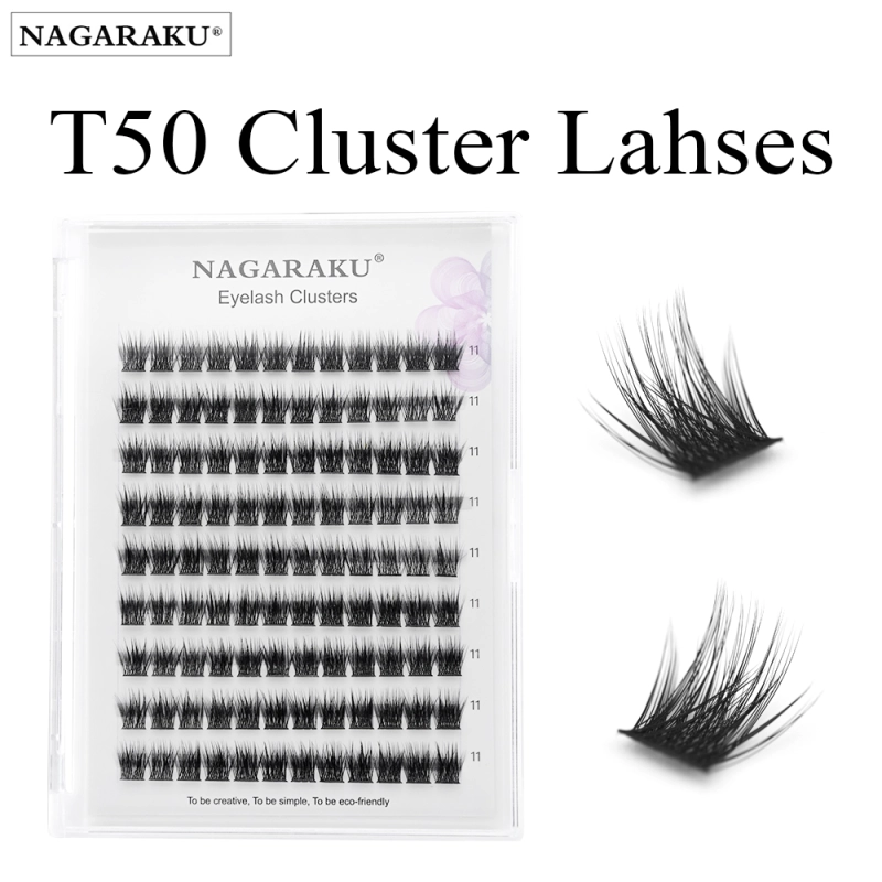 NAGARAKU T50 Cluster Eyelashes  Dovetail Segmented Lashes Volume Natural Lighter Bundles Makeup Tools