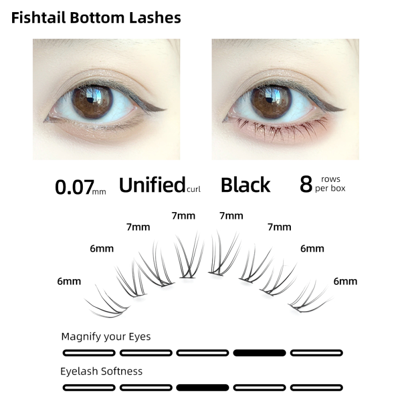 NAGARAKU Fishtail Bottom Eyelashes DIY lashes Make up Self-grafting Lashes