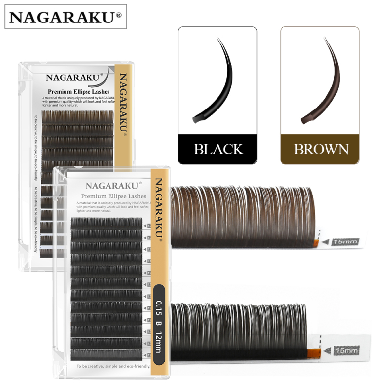 NAGARAKU Grey Black Brown Color Split Tips Ellipse Eyelashes Super Soft Gentle Lashes