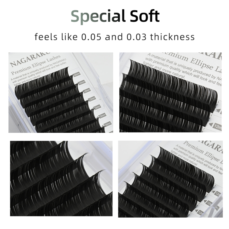 NAGARAKU Grey Black Brown Color Split Tips Ellipse Eyelashes Super Soft Gentle Lashes