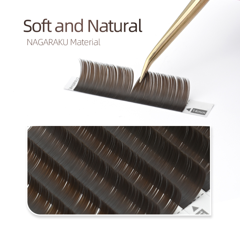 NAGARAKU Grey Black Brown Color Split Tips Ellipse Eyelashes Super Soft Gentle Lashes