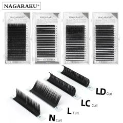NAGARAKU Mix 7-15mm 16 Lines L N LC LD Curls Eyelash Extension Super Soft Natural Individual Eyelashes High Quality Premium Lashes