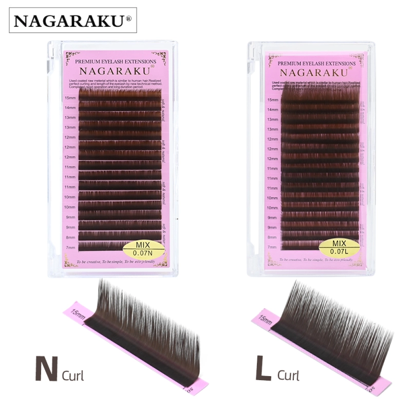 NAGARAKU Brown Dark Brown Individual Eyelash Extensions 16 Lines Super Soft Gentle High Quality Eyelashes