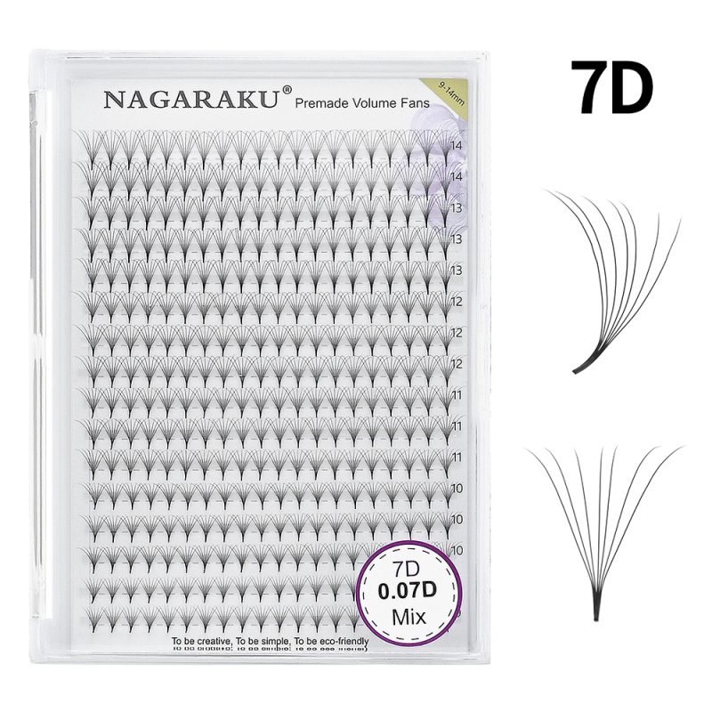 NAGARAKU Sharp Narrow Stem Premade Fans Eyelash Extension 16 Lines 5D 6D 10D Thin Pointy Base Russian Volume Fans Premium Lashes