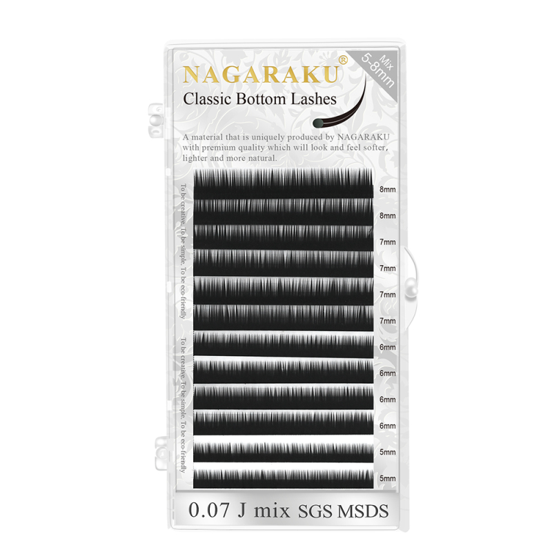 NAGARAKU Classic Bottom Eyelash Extension Mix 5-8mm Matte Black 12 Lines