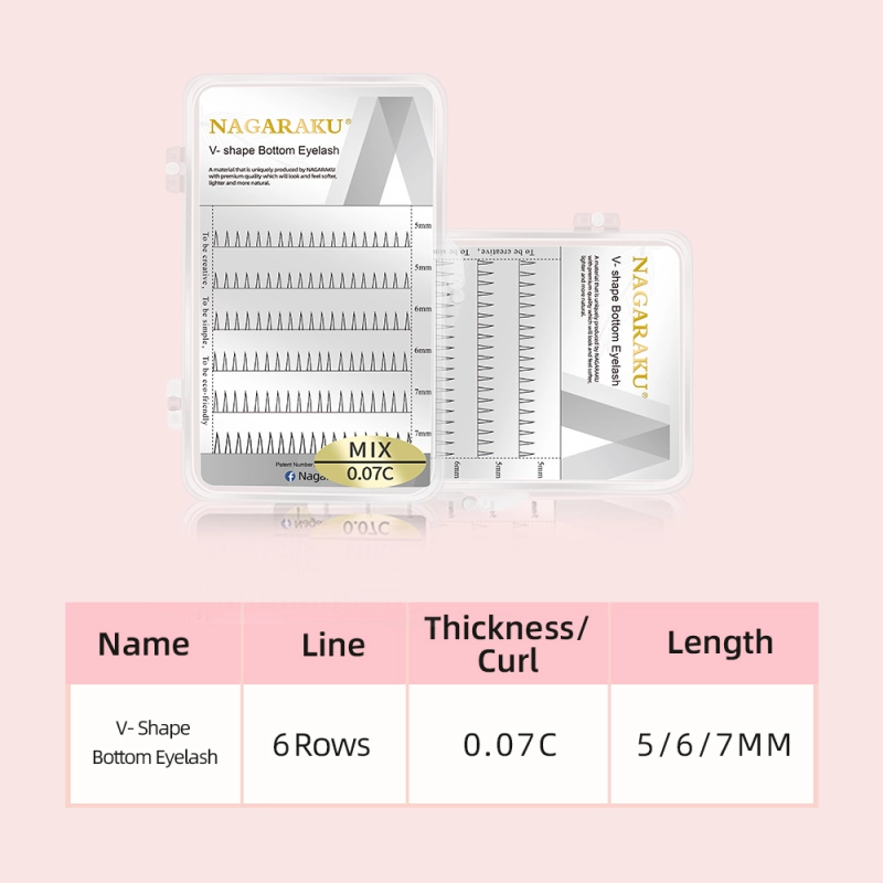 NAGARAKU V-shaped Bottom Eyelash Extension Mix 5-7mm 6 Lines per Tray