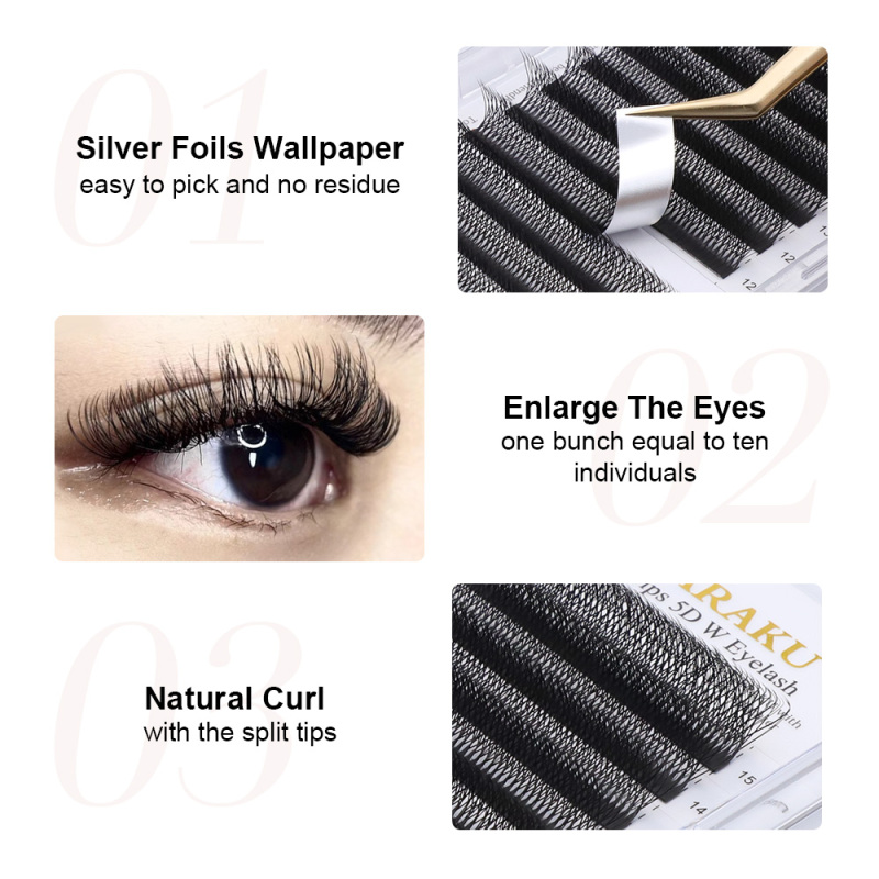 NAGARAKU Double Tips 5D W Eyelash Extension 12 Lines Matte Black