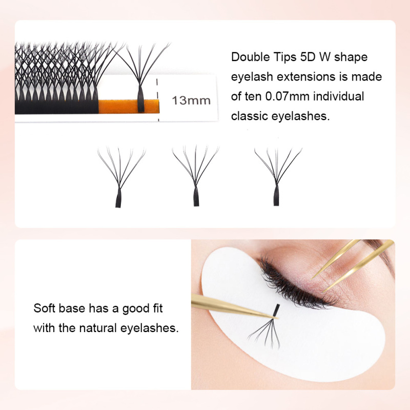 NAGARAKU Double Tips 5D W Eyelash Extension 12 Lines Matte Black