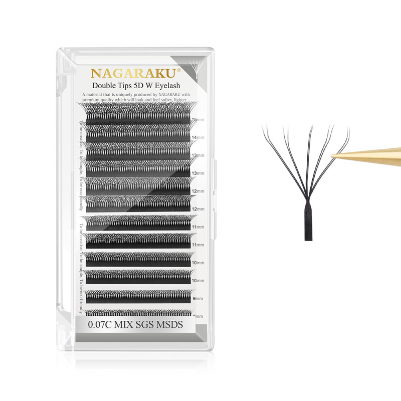 NAGARAKU Double Tips 5D W Eyelash Extension 12 Lines Matte Black