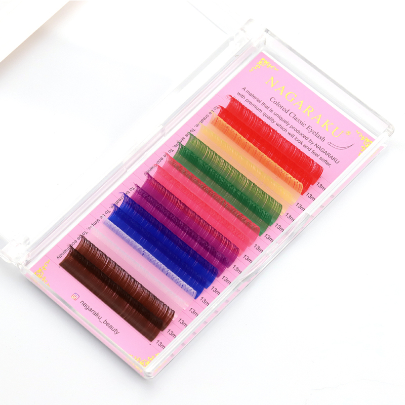 NAGARAKU Rainbow Color Eyelash Extension 16 Lines Individual Lashes Super Soft Natural Lash