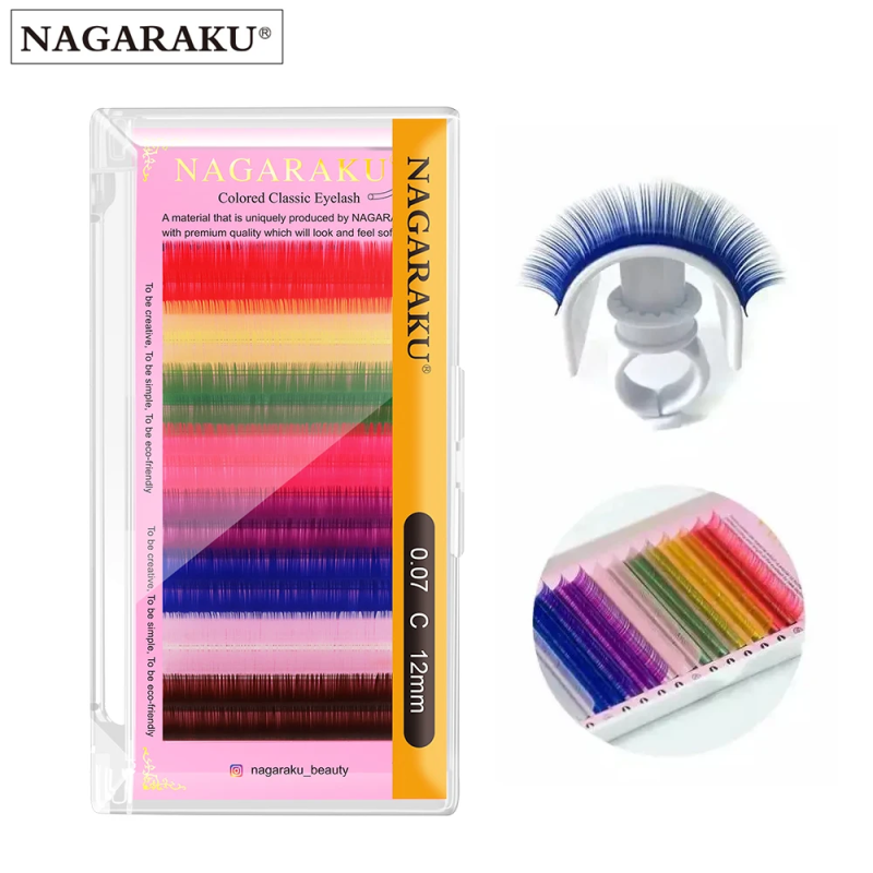 NAGARAKU Rainbow Color Eyelash Extension 16 Lines Individual Lashes Super Soft Natural Lash