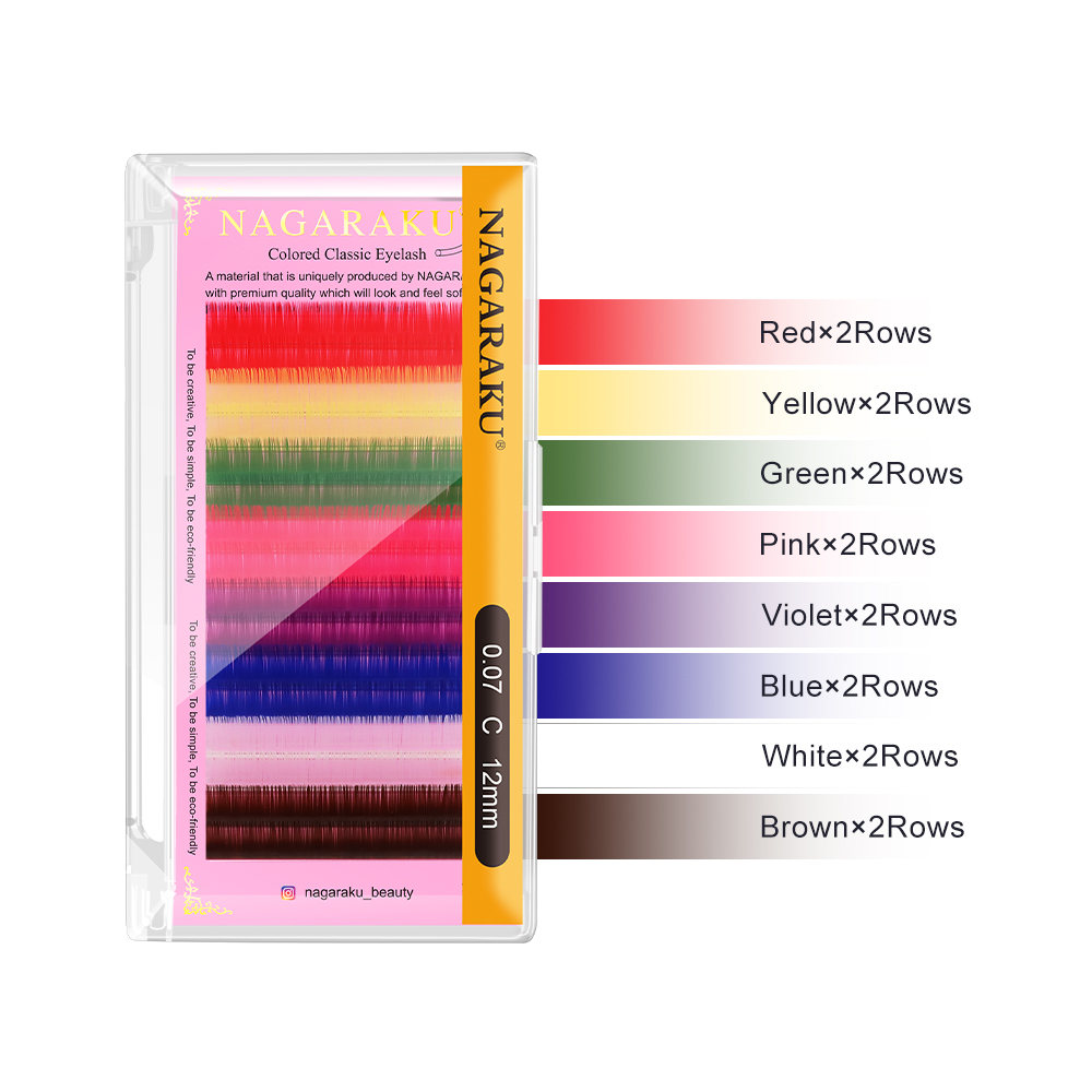 NAGARAKU Bunte Einzelwimpern 1:1 – 8 Regenbogenfarben, 0.15 D Curl, 13mm, 16 Reihen, Für Farbige Wimpernverlängerungen