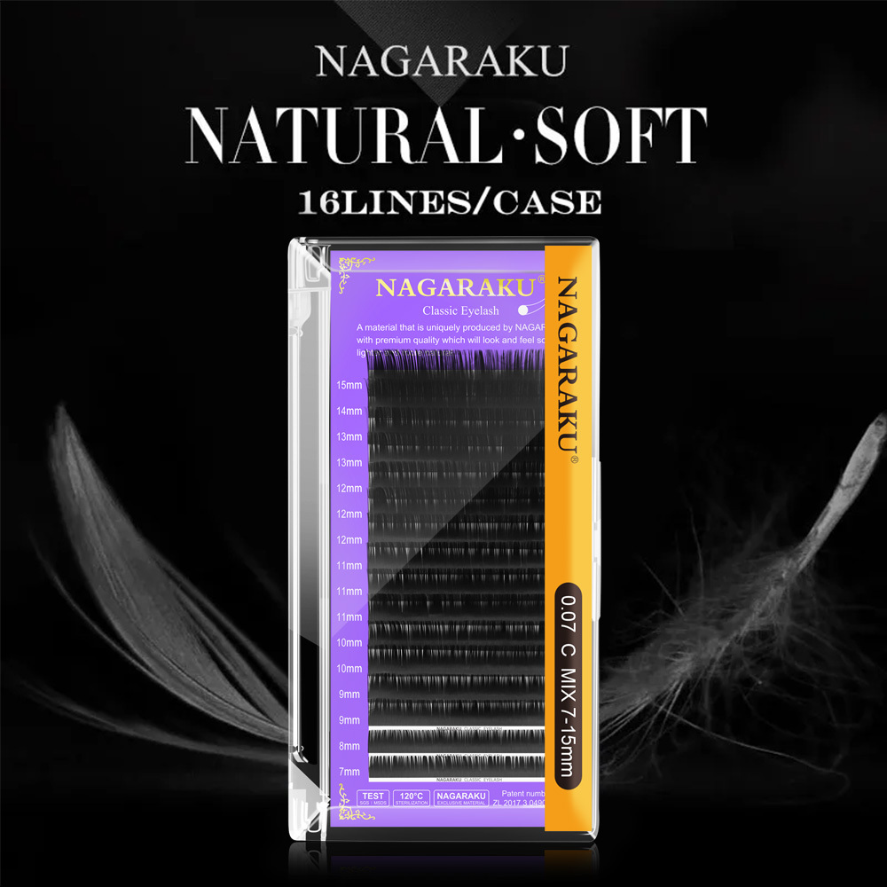 NAGARAKU 16 Lines Synthetic Mink Individual Eyelash Super Soft Gentle Eyelash Extension Makeup Russian Volume Lashes