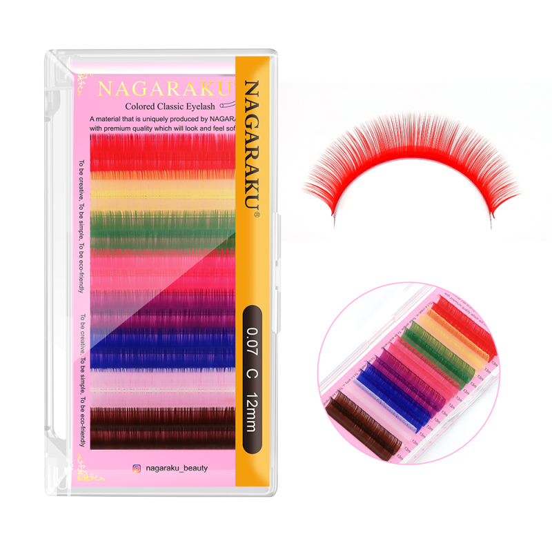 NAGARAKU Rainbow Color Eyelash Extension 16 Lines Individual Lashes Super Soft Natural Lash