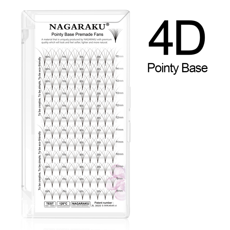 NAGARAKU Pointy Base Premade Fans Eyelash Extension Sharp Narrow Stem 120 Fans 12 Lines