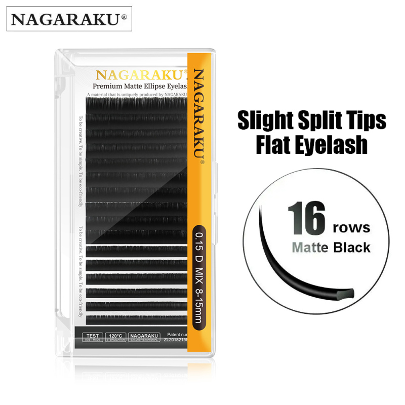 NAGARAKU Flat Ellipse Eyelashes Maquiagem Split Tips Ellipse Shaped Natural Light Magnetic Ellipse Lashes Matte Color Flat