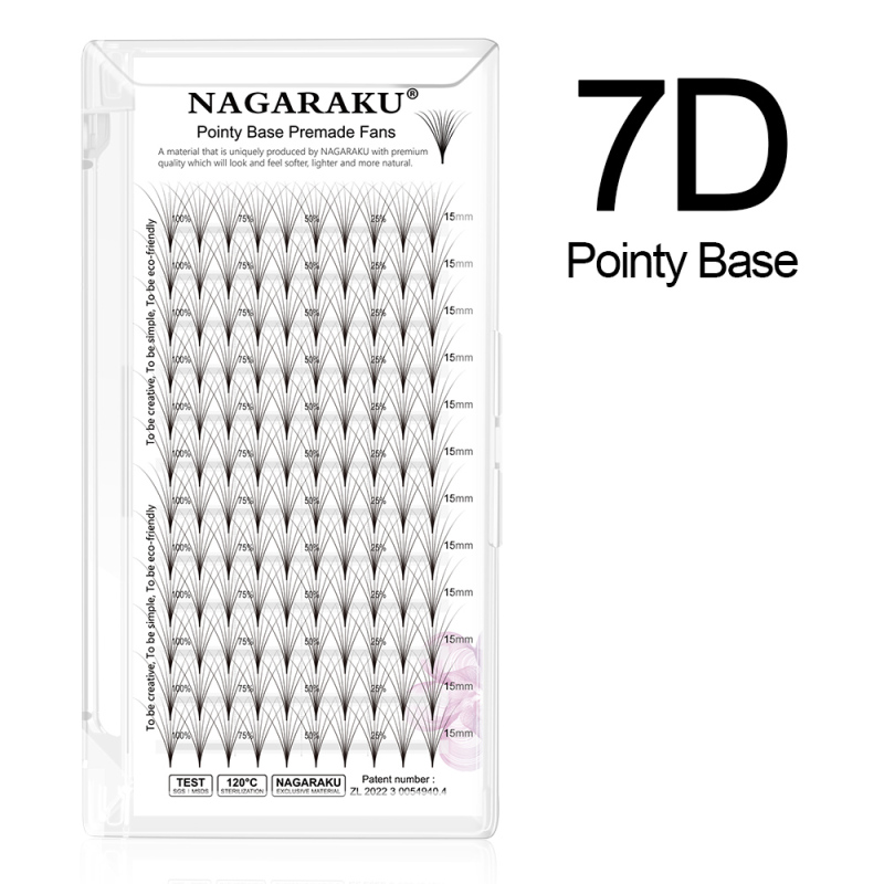 NAGARAKU Pointy Base Premade Fans Eyelash Extension Sharp Narrow Stem 120 Fans 12 Lines