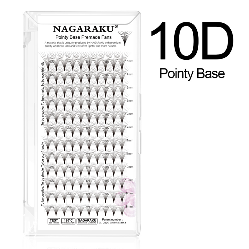 NAGARAKU Pointy Base Premade Fans Eyelash Extension Sharp Narrow Stem 120 Fans 12 Lines