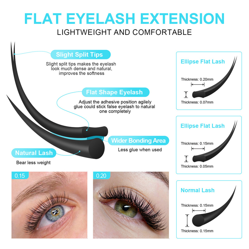 NAGARAKU Flat Ellipse Eyelashes Maquiagem Split Tips Ellipse Shaped Natural Light Magnetic Ellipse Lashes Matte Color Flat