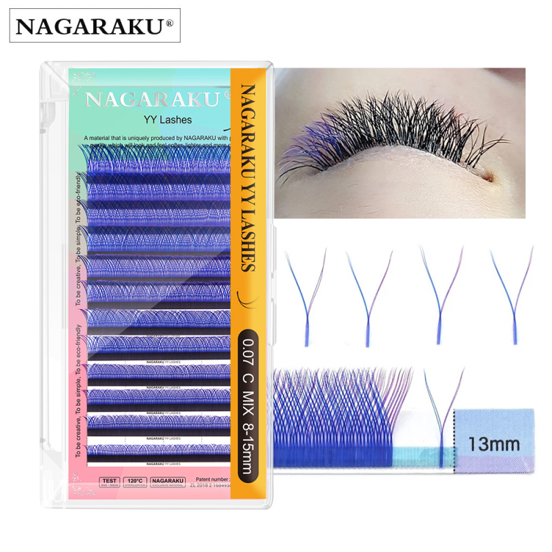 NAGARAKU Purple Blue YY Eyelash Extension 12 Lines 2D Lashes