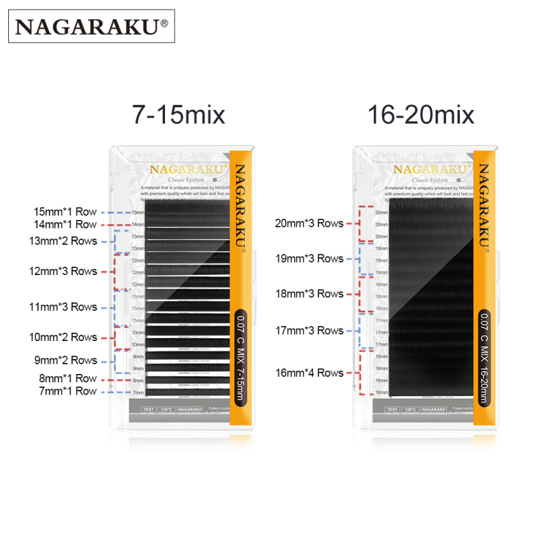 NAGARAKU Individual Eyelash Mix 7-15mm 16 Lines Eyelash Extension High Quality Super Soft Natural Classical Lashes