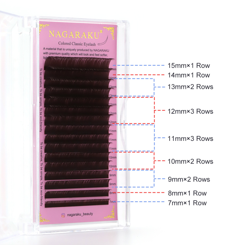 NAGARAKU Brown Dark Brown Individual Eyelash Extensions 16 Lines Super Soft Gentle High Quality Eyelashes