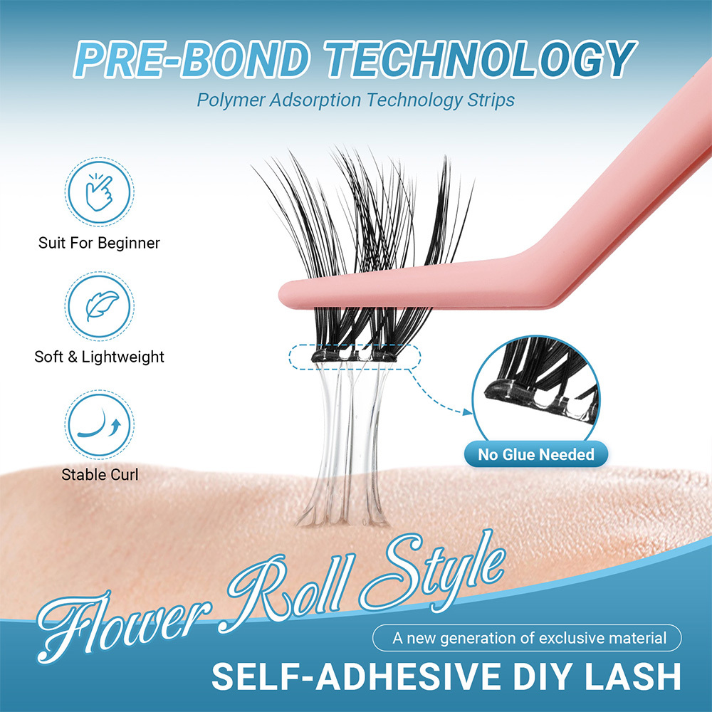 NAGARAKU DIY Grafting Lashes Self Adhesive NO Glue Needed Cluster Lash