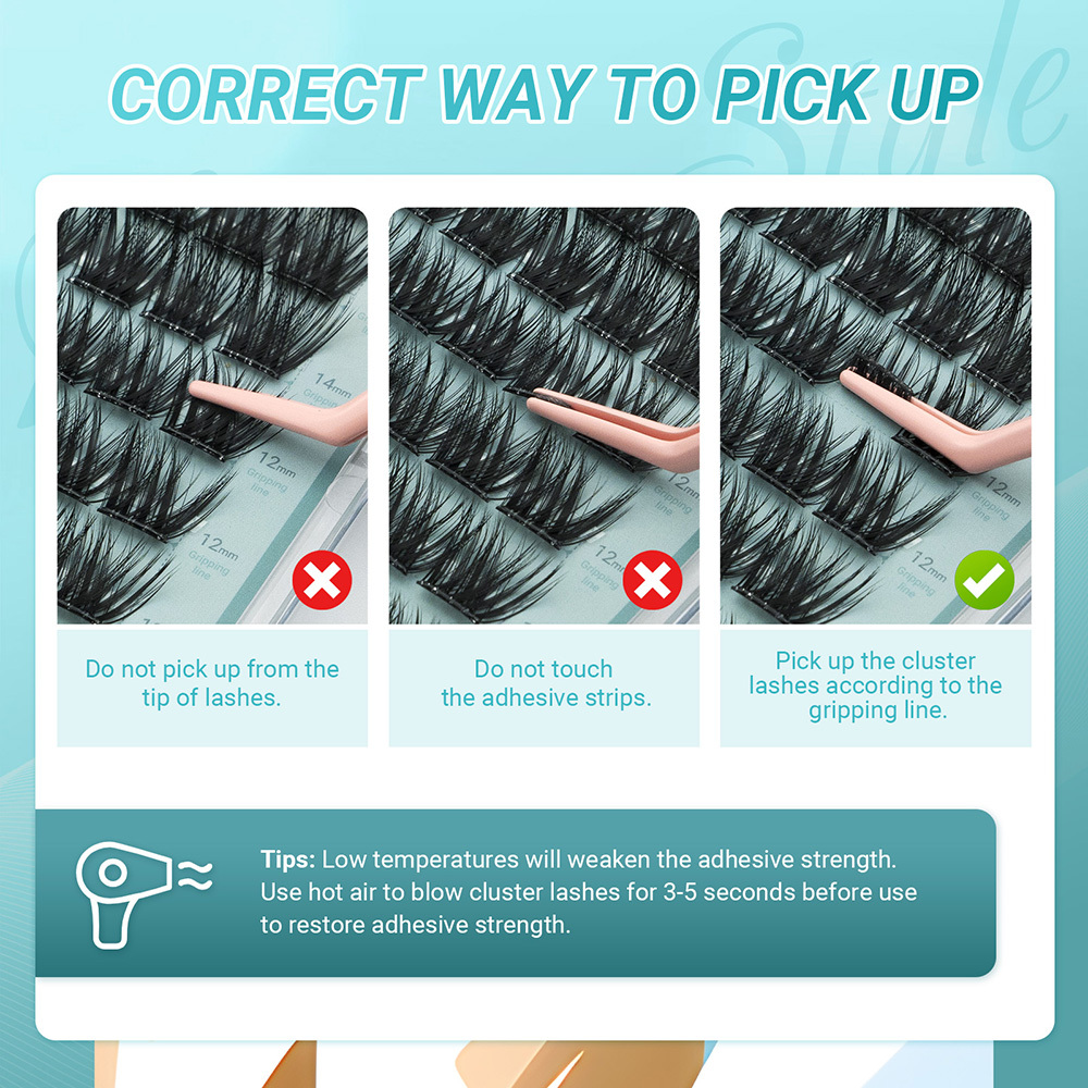 NAGARAKU DIY Grafting Lashes Self Adhesive NO Glue Needed Cluster Lash