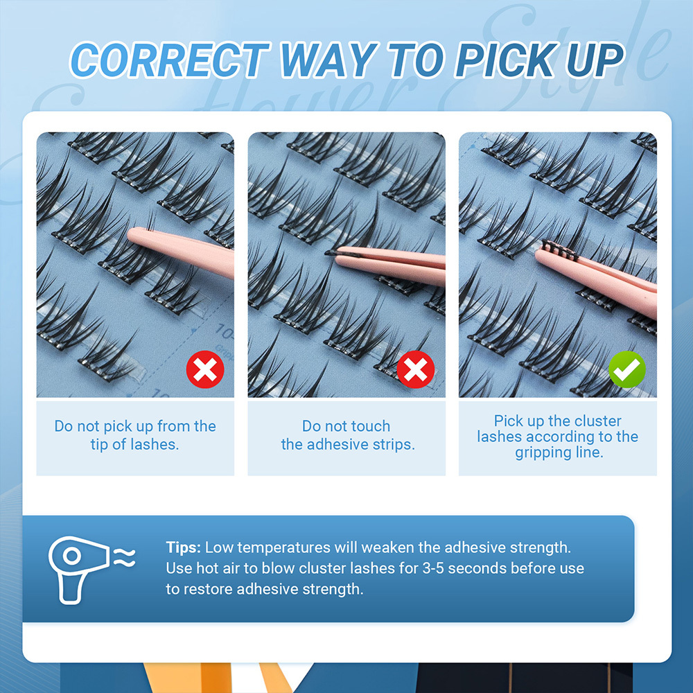 NAGARAKU DIY Grafting Lashes Self Adhesive NO Glue Needed Cluster Lash