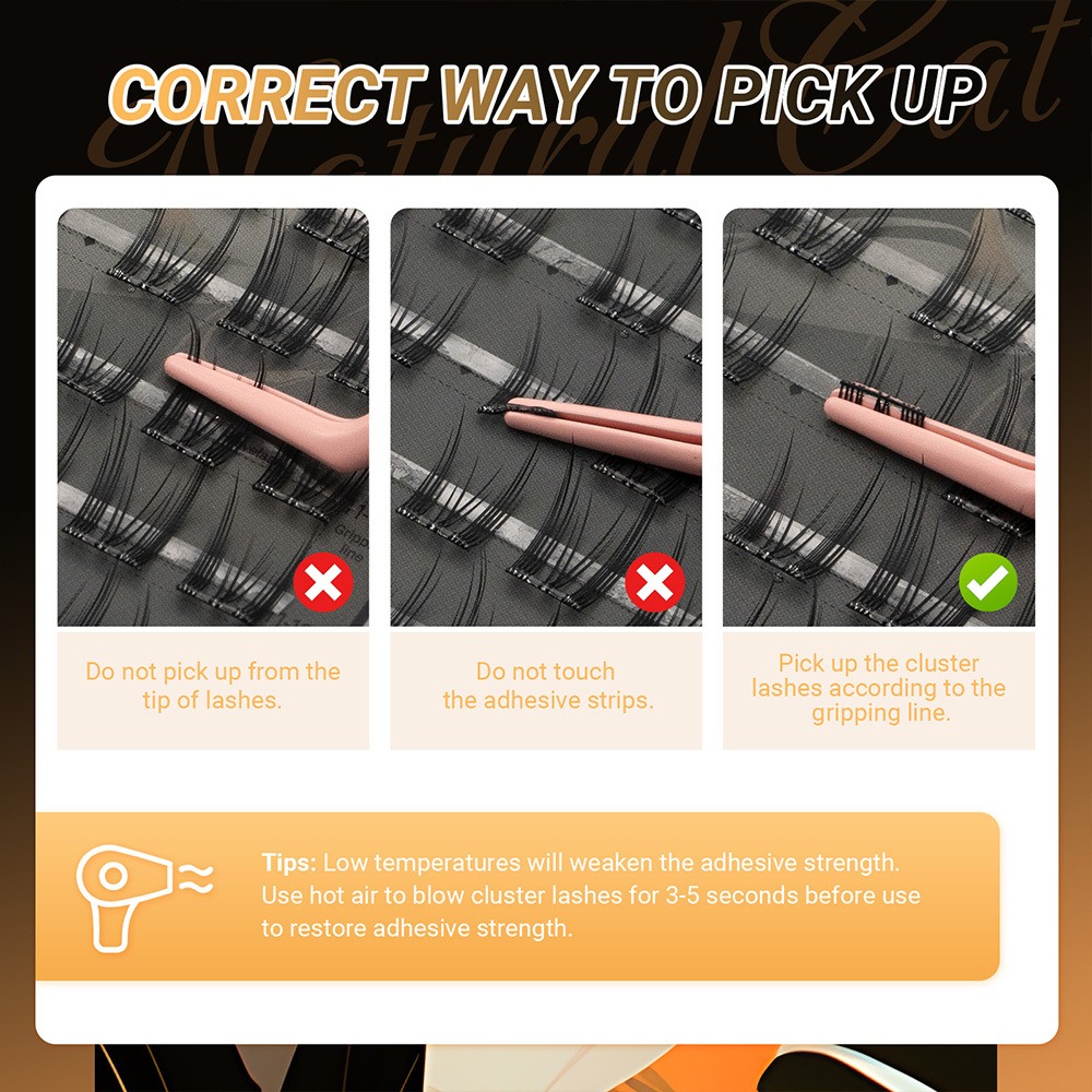 NAGARAKU DIY Grafting Lashes Self Adhesive NO Glue Needed Cluster Lash