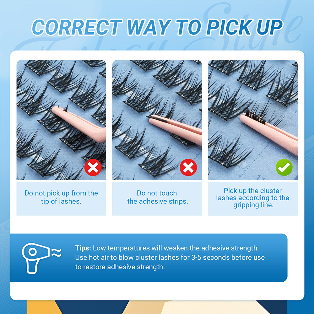 NAGARAKU DIY Grafting Lashes Self Adhesive NO Glue Needed Cluster Lash