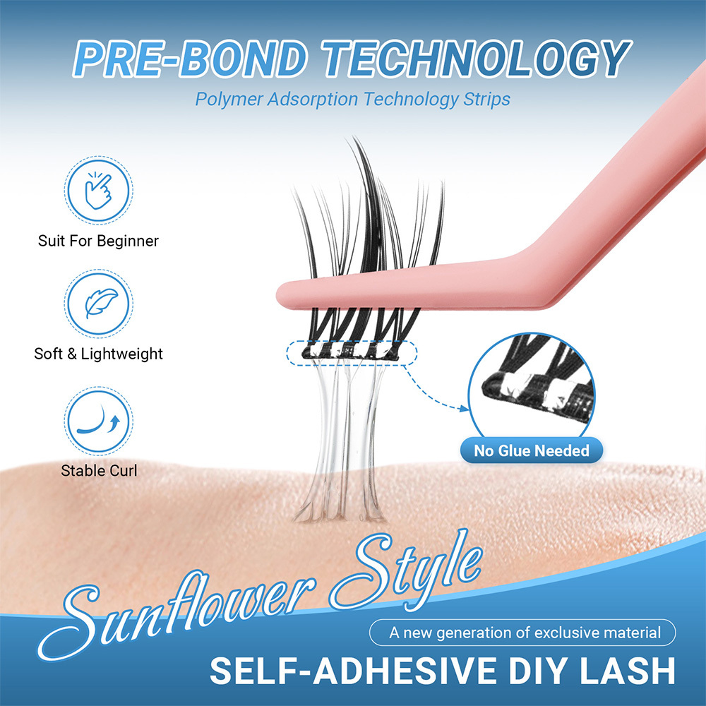 NAGARAKU DIY Grafting Lashes Self Adhesive NO Glue Needed Cluster Lash