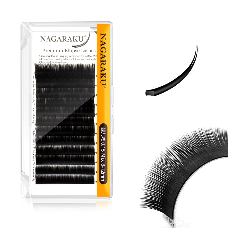 NAGARAKU Grey Black Brown Color Split Tips Ellipse Eyelashes Super Soft Gentle Lashes