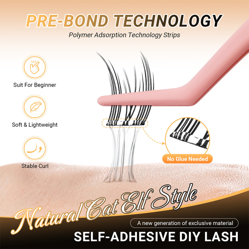 NAGARAKU DIY Grafting Lashes Self Adhesive NO Glue Needed Cluster Lash