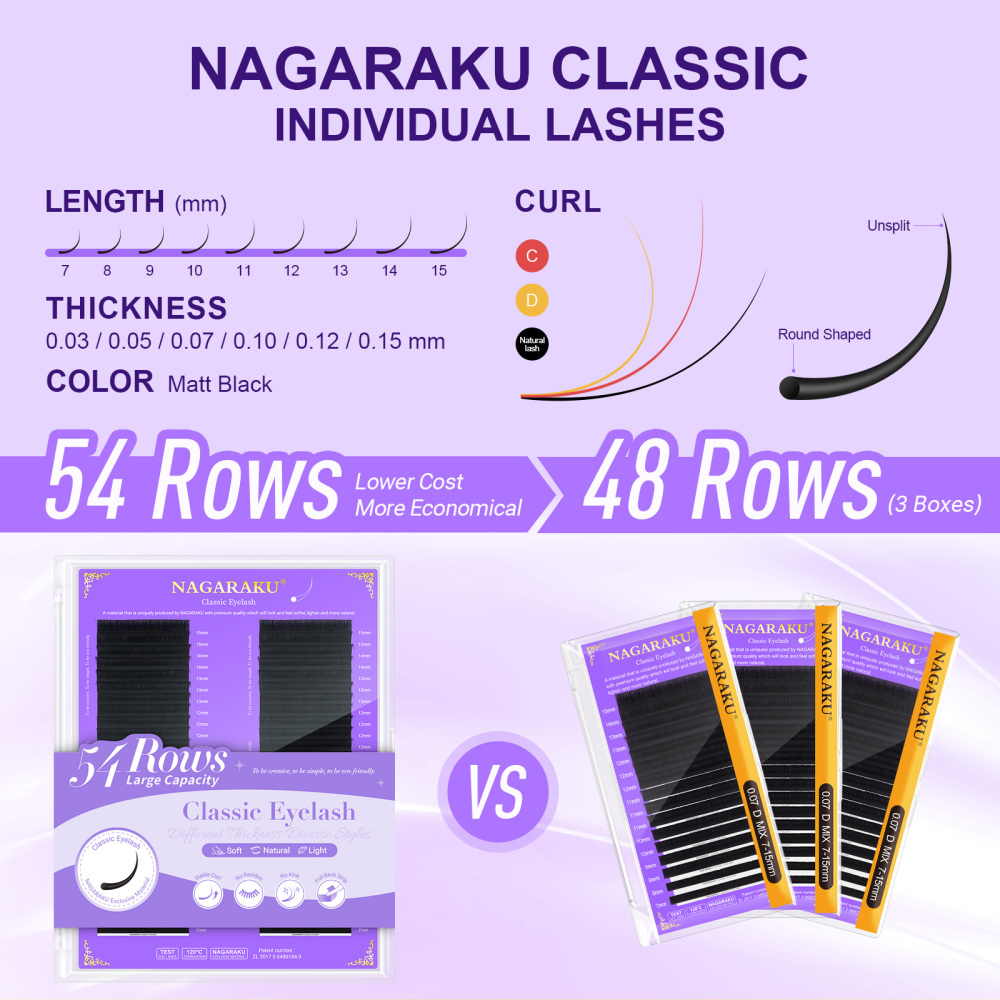 NAGARAKU Classic Mix Individual Lashes 54 Lines Big Tray