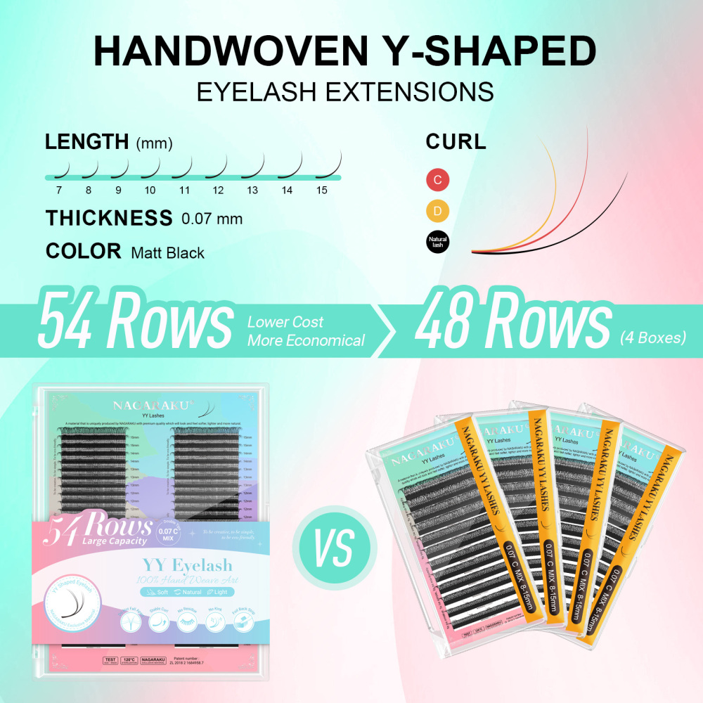 NAGARAKU 2D YY Eyelash Extension 54 Lines Big Capacity