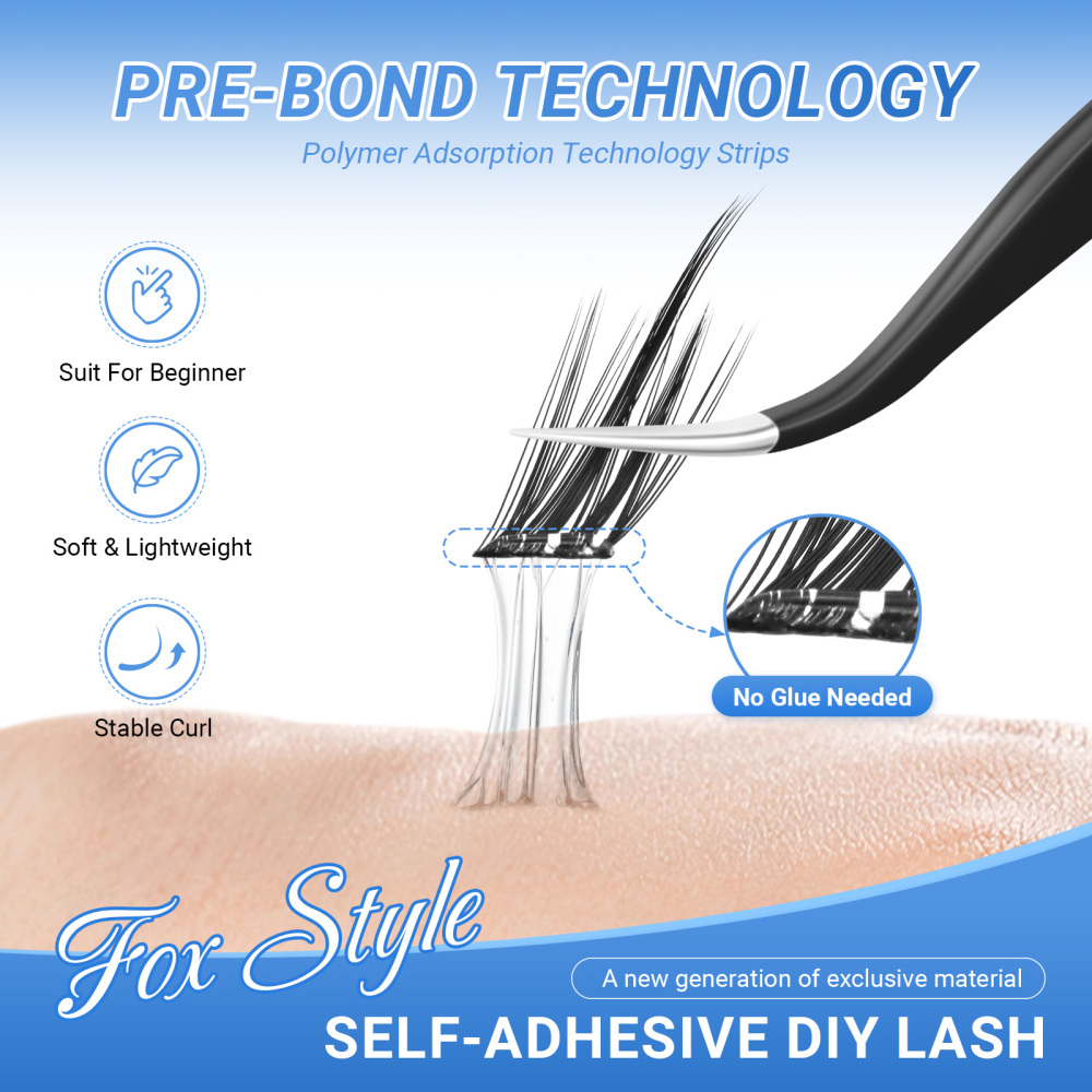 NAGARAKU DIY Grafting Lashes Self Adhesive NO Glue Needed Cluster Lash