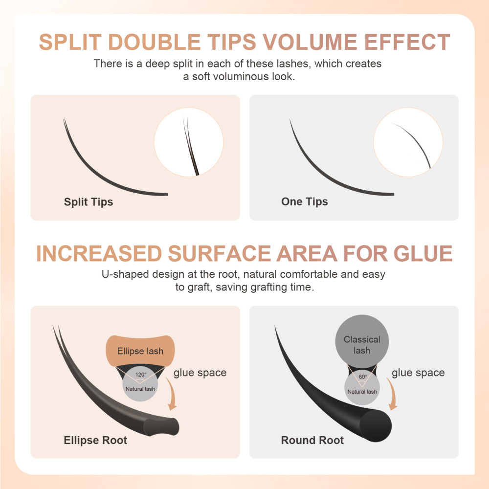 NAGARAKU Flat Ellipse Eyelashes Maquiagem Split Tips Ellipse Shaped Natural Light Magnetic Ellipse Lashes Matte Color Flat