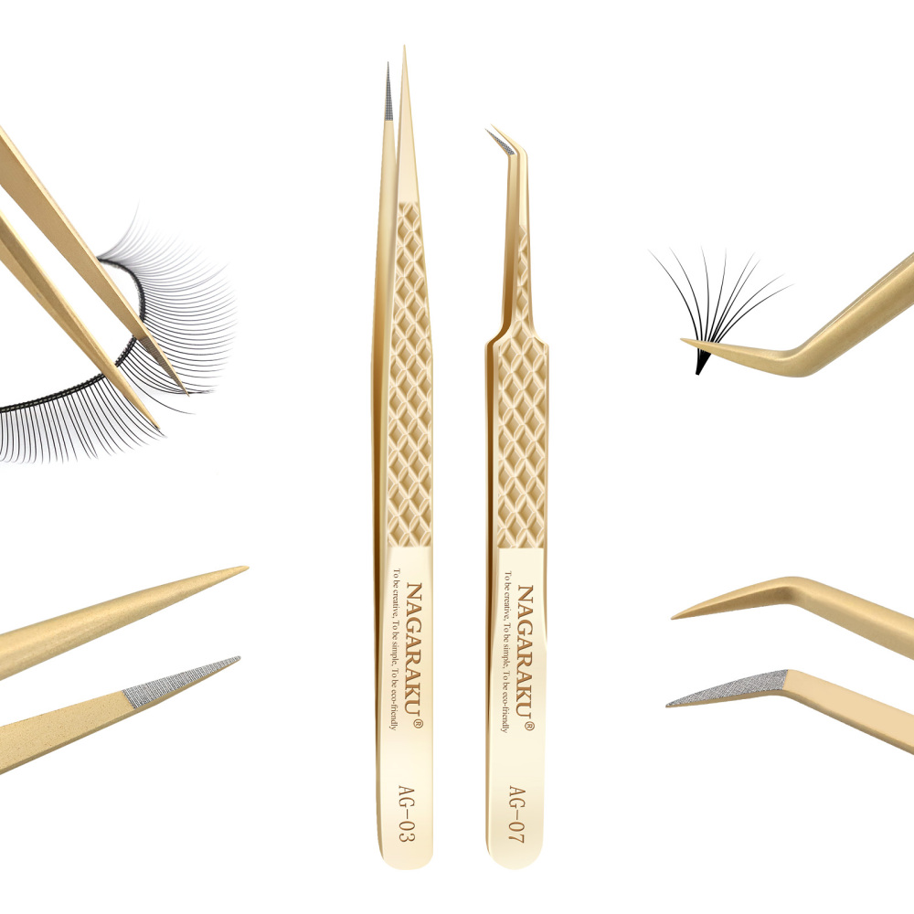 NAGARAKU Precision Fiber Tip Tweezers for Eyelash Extensions