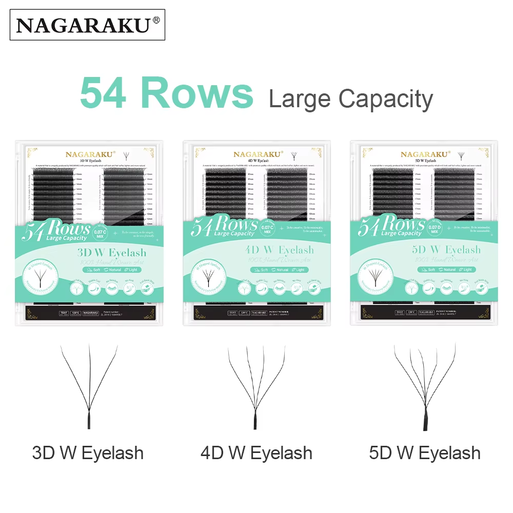 NAGARAKU 3D 4D 5D W Eyelash Extension 54 Rows Big Capacity
