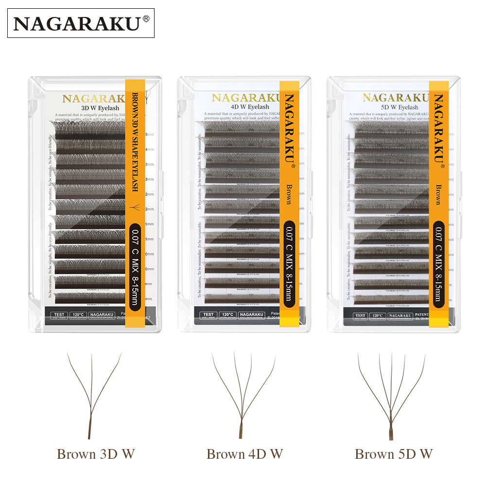 NAGARAKU Brown Color 3D 4D 5D W Eyelash Extension