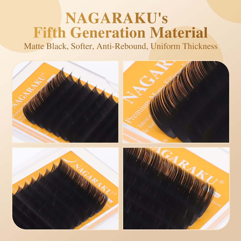 NAGARAKU Double Tips Ellipse Eyelashes Matte Black Air Series