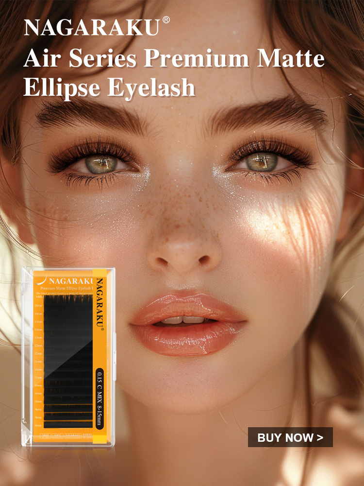 NAGARAKU Double Tips Ellipse Eyelashes Matte Black Air Series