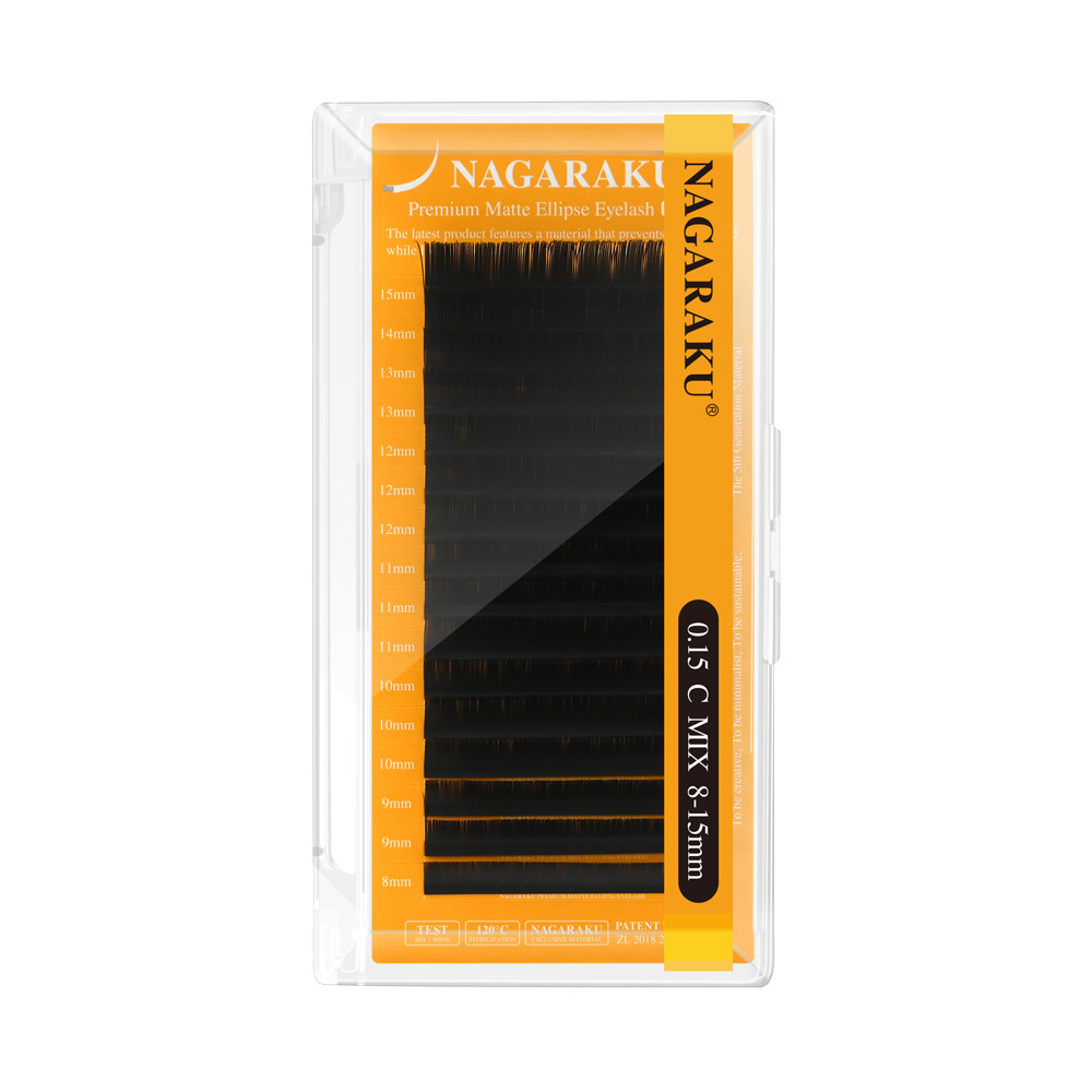 NAGARAKU Double Tips Ellipse Eyelashes Matte Black Air Series