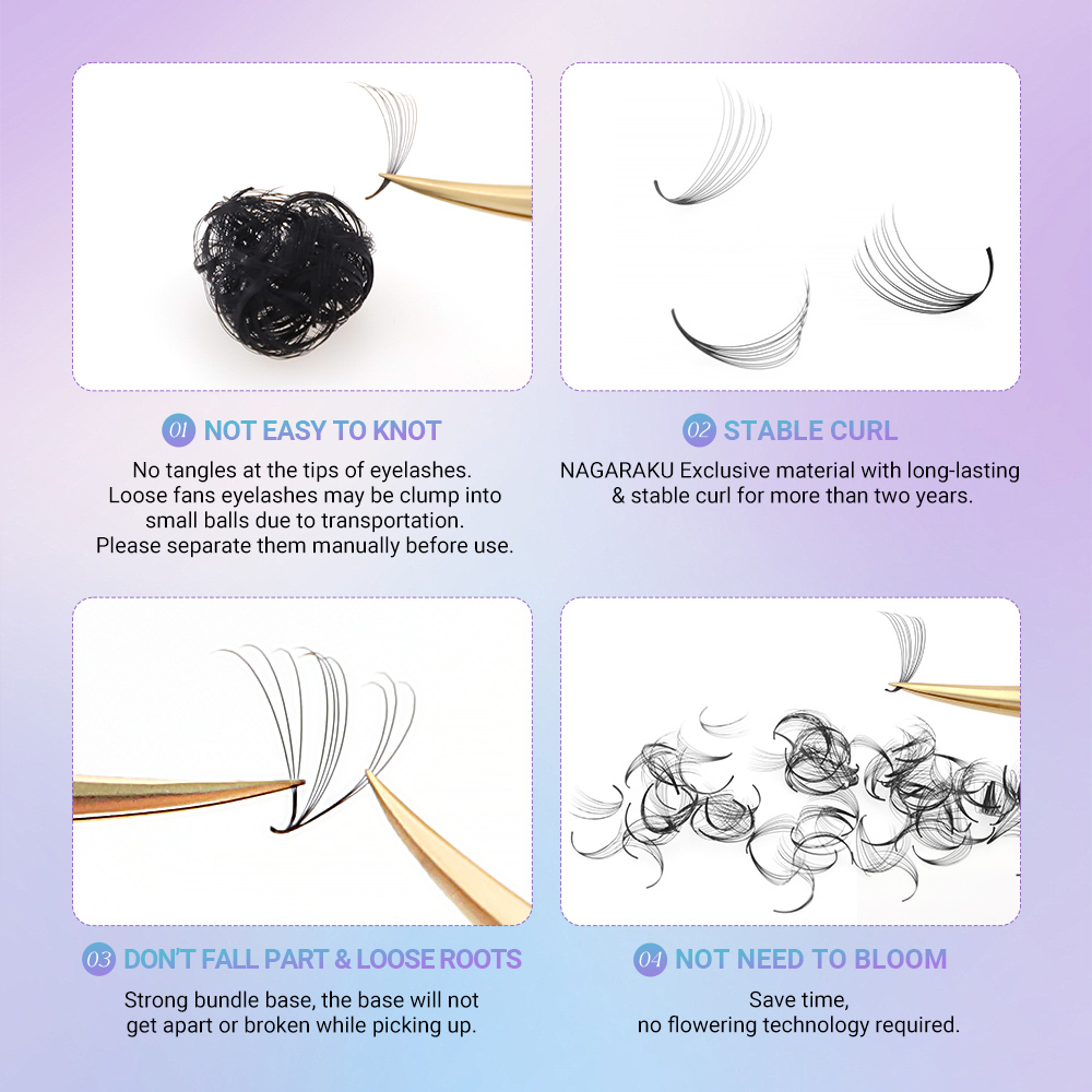 NAGARAKU Pointy Base Premade Fans Lashes Big Capacity