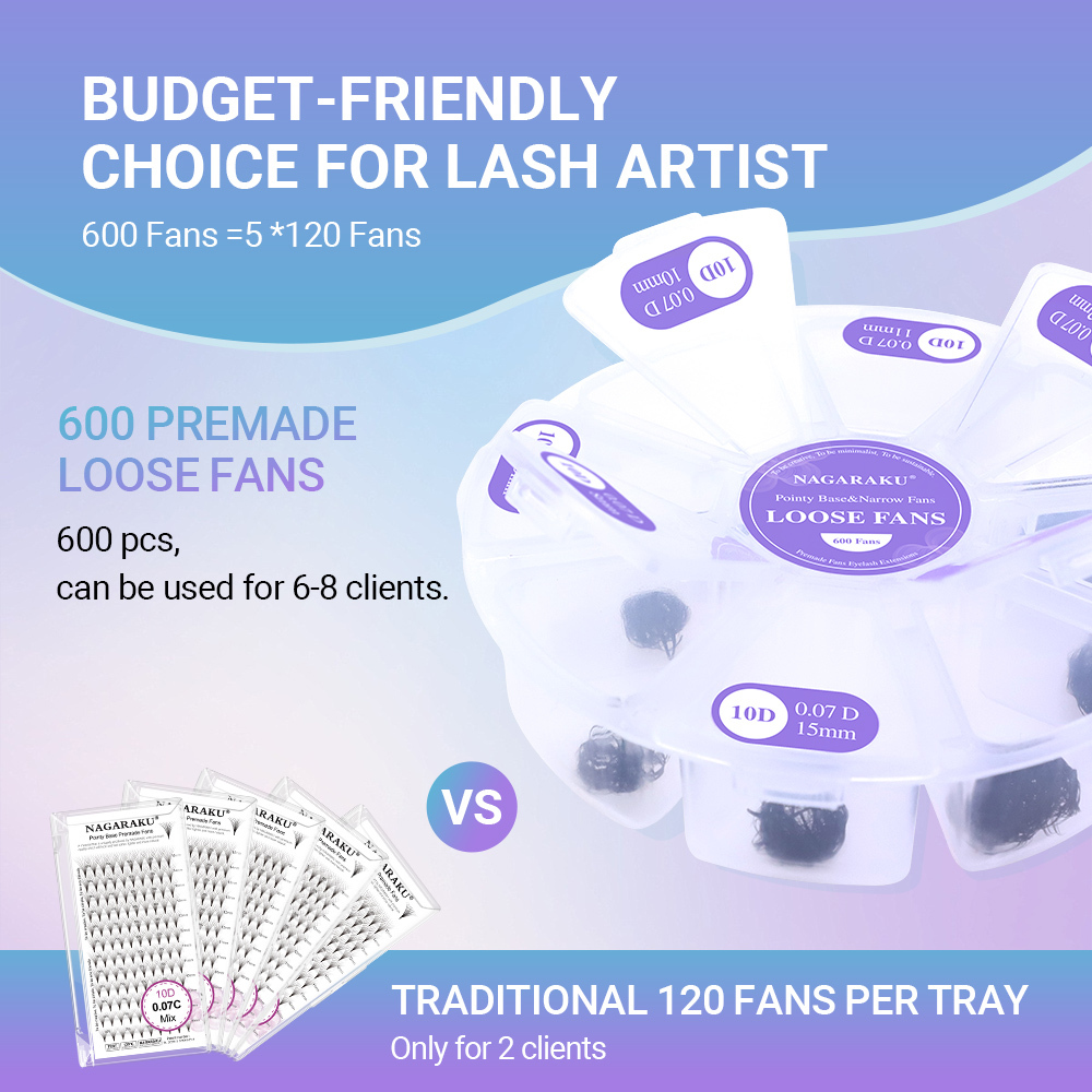 NAGARAKU Pointy Base Premade Fans Lashes Big Capacity