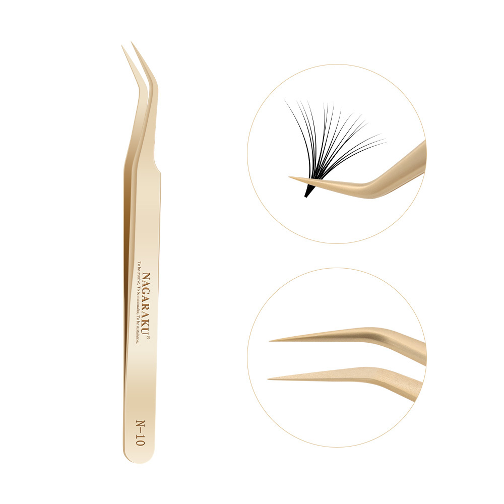 NAGARAKU Eyelash Extension Tweezers Makeup Stainless Steel Non-magnetic Pincet False Eyelash Tweezers 3D accurate tweezers